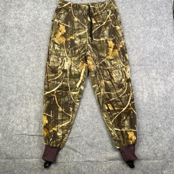 Cabelas Fleece Camo Pants Foot Straps Zip Pocket Men's M Jogger Hunting Outdoor - Picture 1 of 11